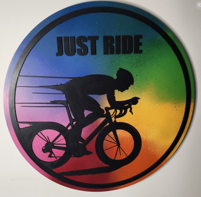 Layered Bicycle Rider Signs